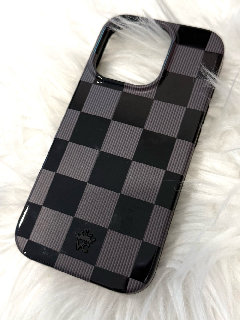 Velvet Caviar Black & Gray Checkerboard Phone Case